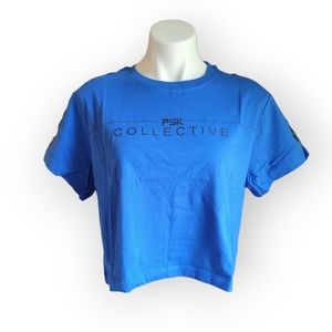 NWT Women's PSK Collective Large Blue Logo Crop Tee